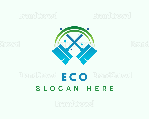 Housekeeper Broom Cleaning Logo