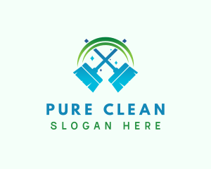 Housekeeper Broom Cleaning logo design