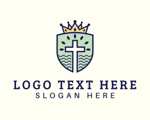 Biblical - Crown Shield Cross logo design