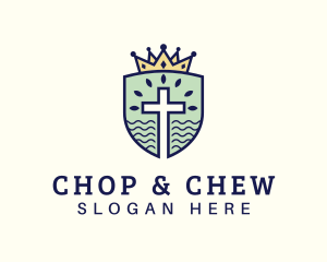 Fellowship - Crown Shield Cross logo design