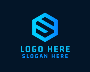 Techno Hexagon Letter S logo design