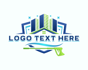 Clean - Pressure Wash Building Cleaner logo design