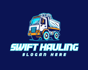 Hauling - Electric Blue Dump Truck logo design