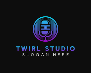 Podcaster Microphone Studio logo design