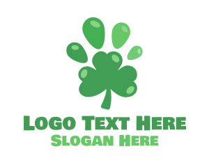 Luck - Paw Clover Leaf logo design