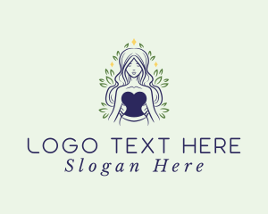 Woman - Bohemian Leaf Lady logo design