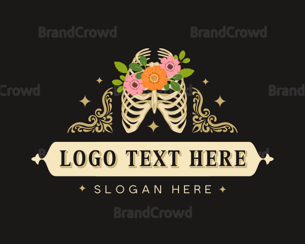 Floral Skeleton Ribcage Logo