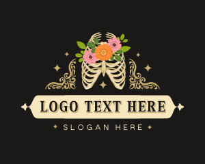 Skeleton - Floral Skeleton Ribcage logo design