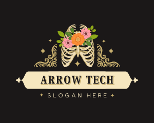 Floral Skeleton Ribcage logo design