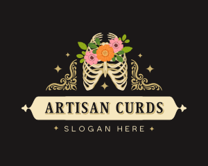 Floral Skeleton Ribcage logo design