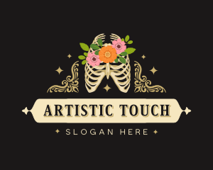 Floral Skeleton Ribcage logo design