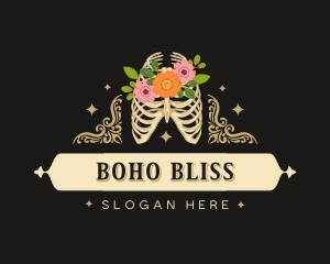 Floral Skeleton Ribcage logo design