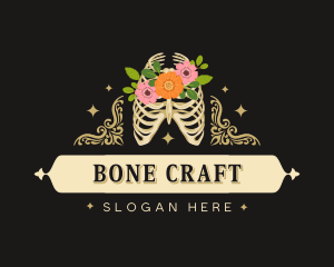 Bones - Floral Skeleton Ribcage logo design