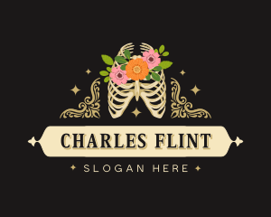 Floral Skeleton Ribcage logo design