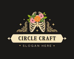 Floral Skeleton Ribcage logo design