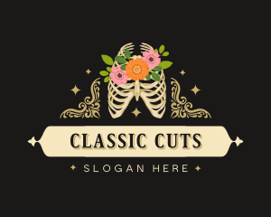 Floral Skeleton Ribcage logo design