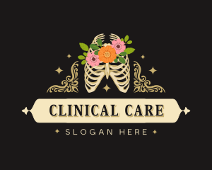 Floral Skeleton Ribcage logo design