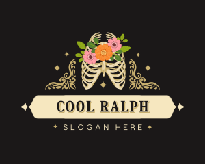 Floral Skeleton Ribcage logo design