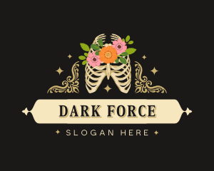 Floral Skeleton Ribcage logo design