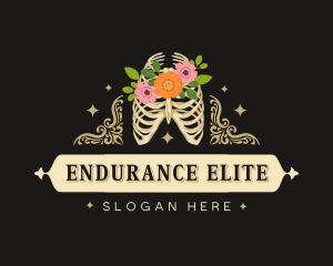 Floral Skeleton Ribcage logo design