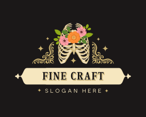 Floral Skeleton Ribcage logo design