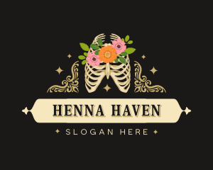 Floral Skeleton Ribcage logo design