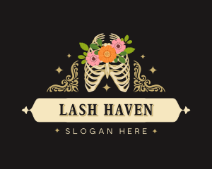 Floral Skeleton Ribcage logo design