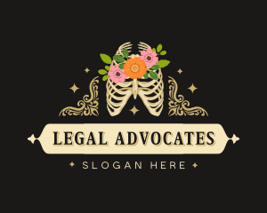 Floral Skeleton Ribcage logo design