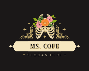 Floral Skeleton Ribcage logo design