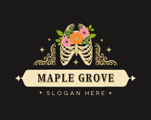 Floral Skeleton Ribcage logo design