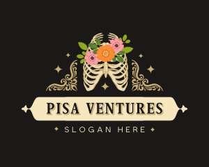 Floral Skeleton Ribcage logo design