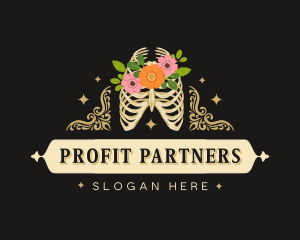 Floral Skeleton Ribcage logo design