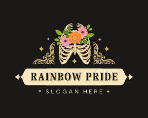 Floral Skeleton Ribcage logo design