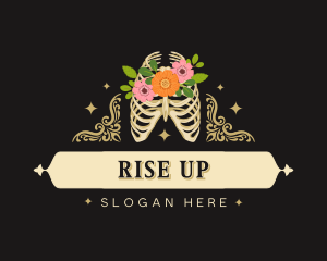 Floral Skeleton Ribcage logo design