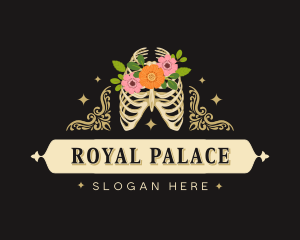 Floral Skeleton Ribcage logo design