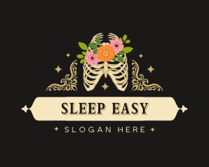 Floral Skeleton Ribcage logo design