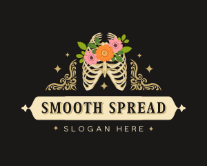 Floral Skeleton Ribcage logo design