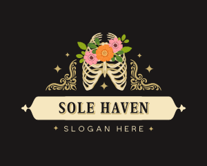 Floral Skeleton Ribcage logo design