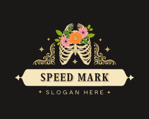 Floral Skeleton Ribcage logo design