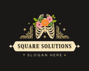 Floral Skeleton Ribcage logo design