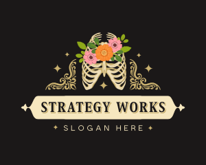 Floral Skeleton Ribcage logo design