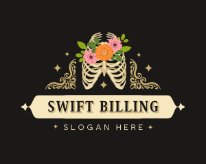 Floral Skeleton Ribcage logo design