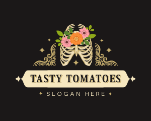 Floral Skeleton Ribcage logo design