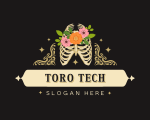 Floral Skeleton Ribcage logo design