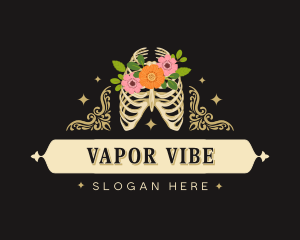 Floral Skeleton Ribcage logo design