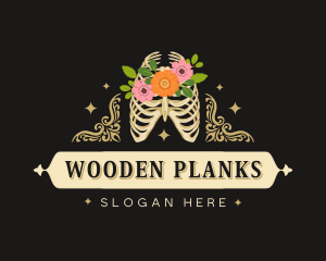 Floral Skeleton Ribcage logo design