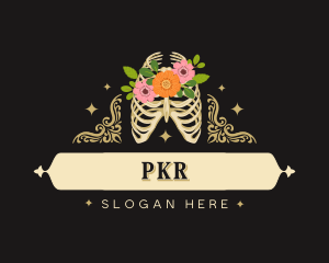 Floral Skeleton Ribcage logo design