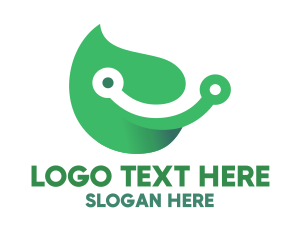 Eco - Green Leaf Circuit logo design