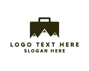 Landmark - Travel Suitcase Mountain logo design