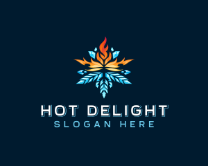 Snowflake Fire Heating logo design